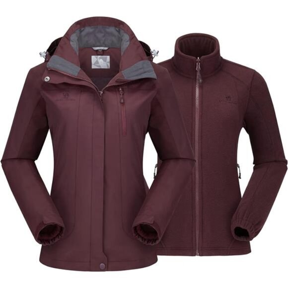 Ski Jacket Waterproof 3 in 1 Winter Jacket Windproof Hooded Snowboard Snow Coat